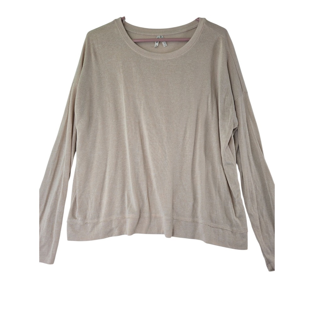 Mudd Womens M Beige Knit Crewneck Sweater Long Sleeve Y2K Minimalist‎ Neutral